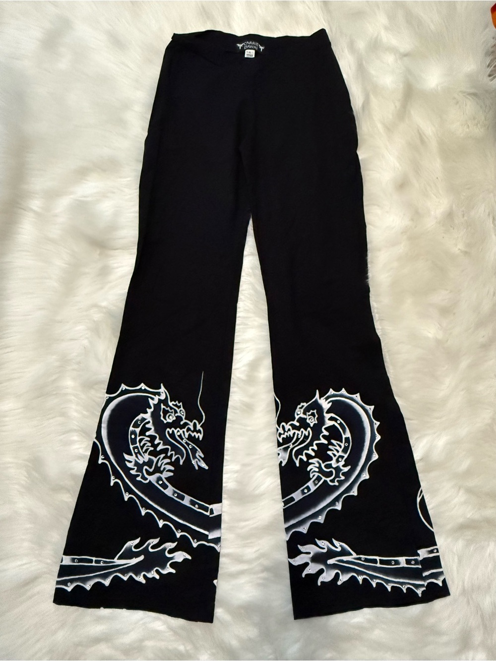 Carrie Daway V-Waist Y2K Rhinestone Dragon Flare Pants